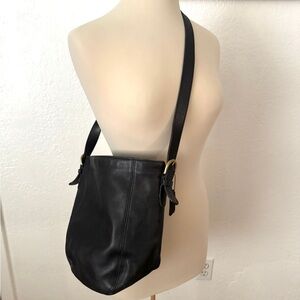 Vintage black leather coach bag